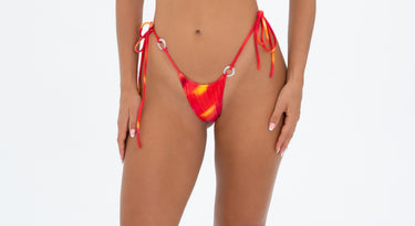 Ruched Tie Side Bottom With Rings Red Stripe